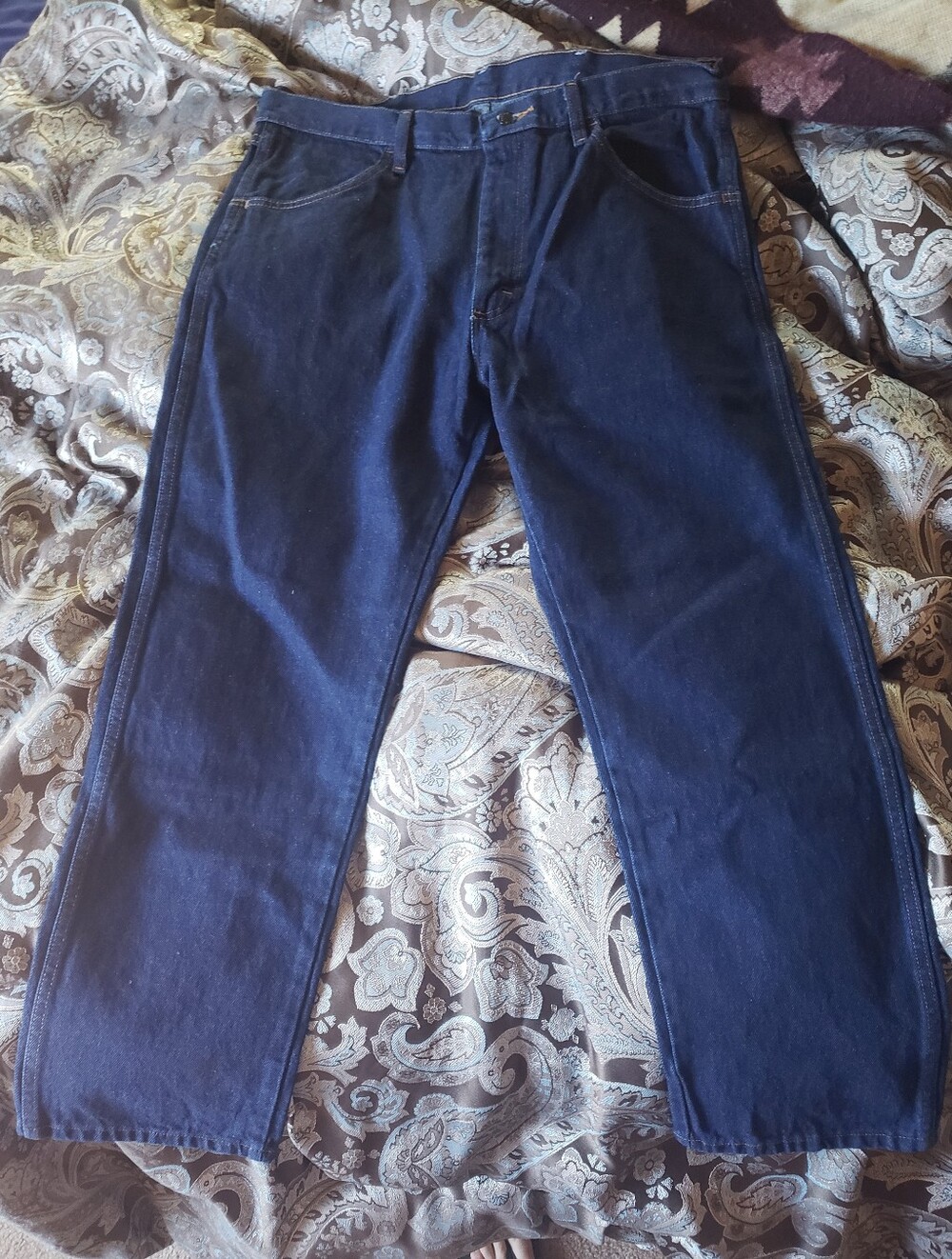 Men's Wrangler Rustler DARK Blue Reg Fit Straight Leg Jeans 36x29